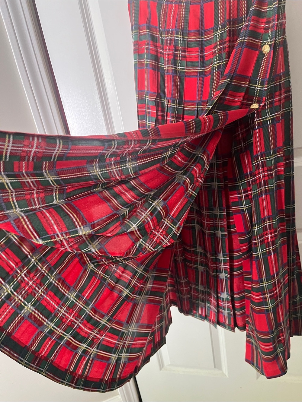 Vittadini Vintage Tartan Red Plaid Pleated Midi Skirt 8 - Picture 4 of 5